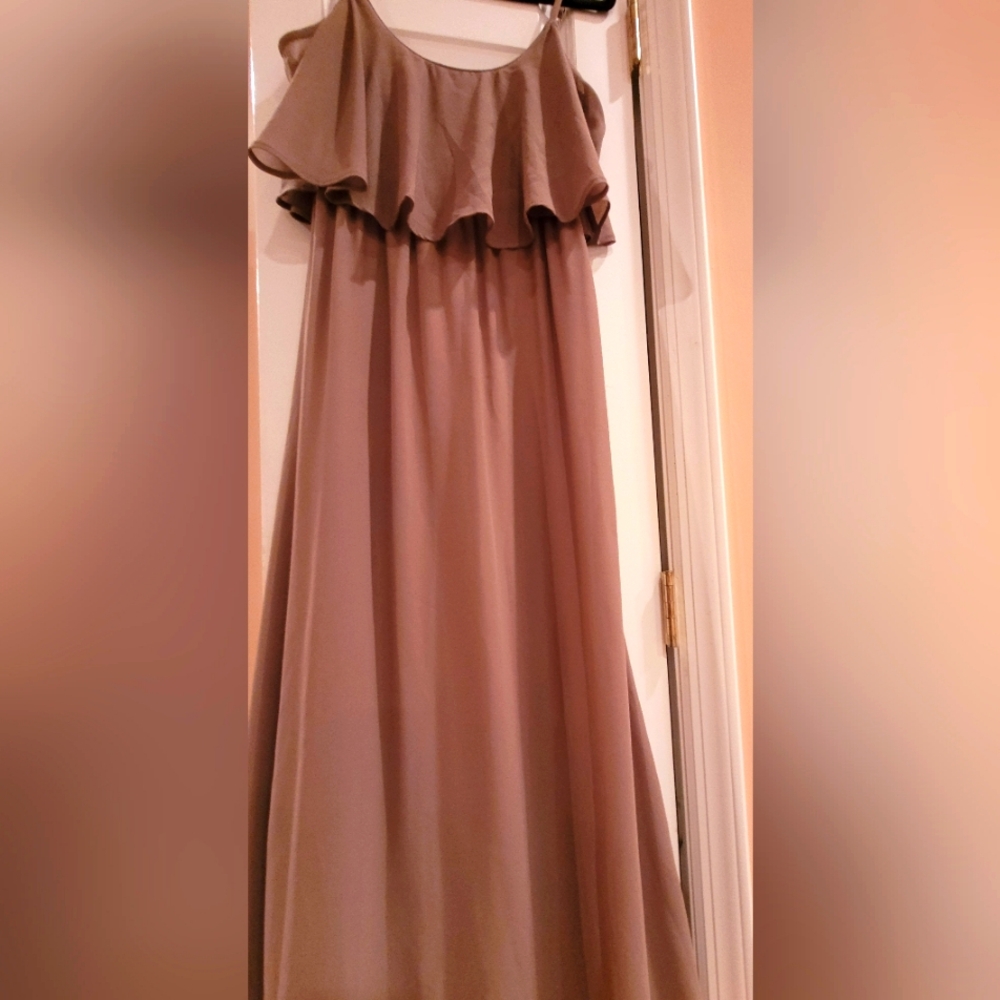 Mumu Caitlin Ruffle Maxi Dress Bridesmaid Dune Chiffon Size Medium